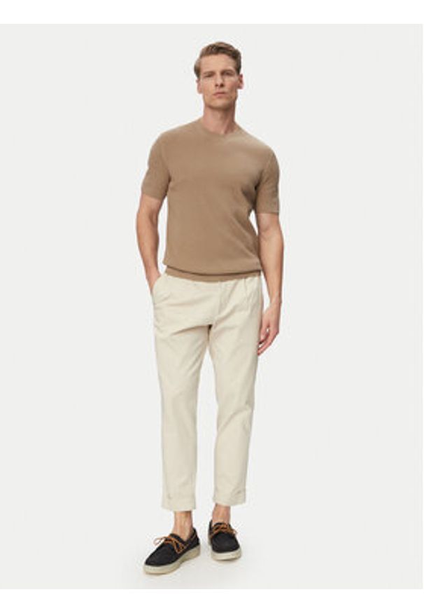 JOOP! Jeans Sweter Sandero 30101597 Beżowy jasny Regular Fit. Kolor: beżowy. Materiał: bawełna