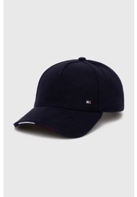 TOMMY HILFIGER - Tommy Hilfiger czapka z daszkiem kolor granatowy melanżowa. Kolor: niebieski. Wzór: melanż