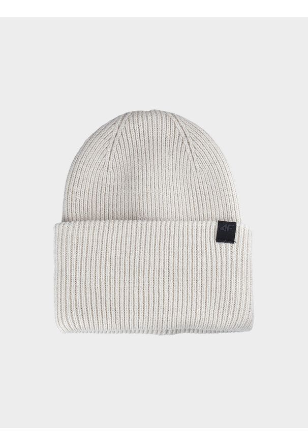 4f - Czapka beanie uniseks - beżowa. Kolor: beżowy. Materiał: syntetyk, materiał. Sezon: zima. Styl: sportowy, klasyczny