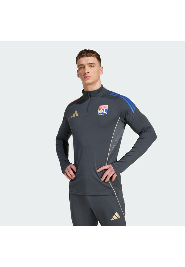 Adidas - Bluza Olympique Lyonnais Tiro 25 Competition Training. Kolor: szary, wielokolorowy, beżowy. Materiał: dresówka. Sport: piłka nożna
