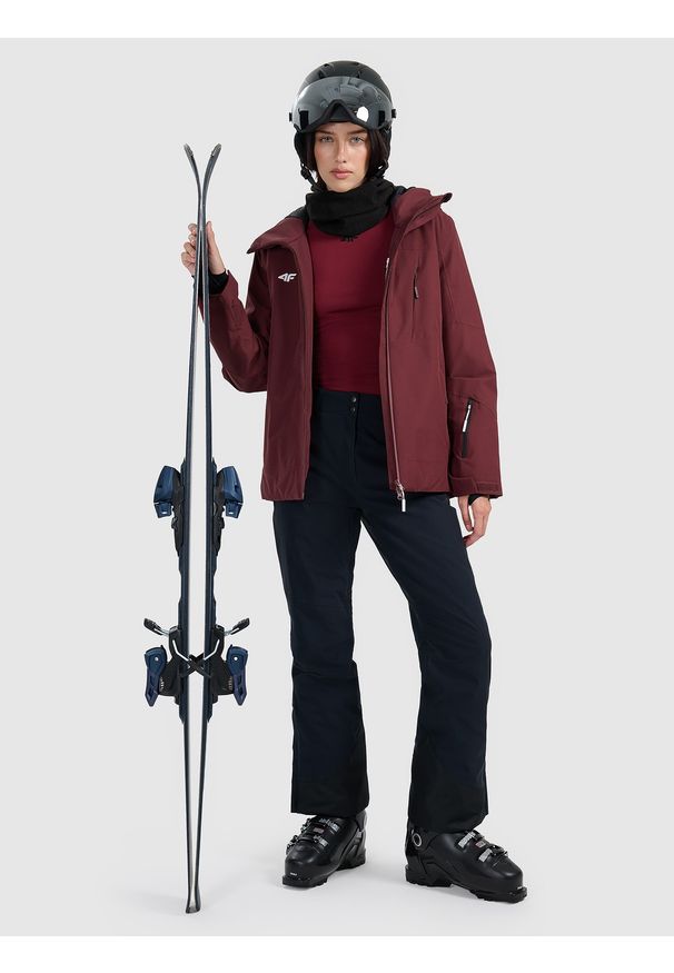 4f - 4F Kurtka narciarska membrana 8000 damska - burgundowa L. Kolor: czerwony. Materiał: poliester, materiał. Sezon: zima