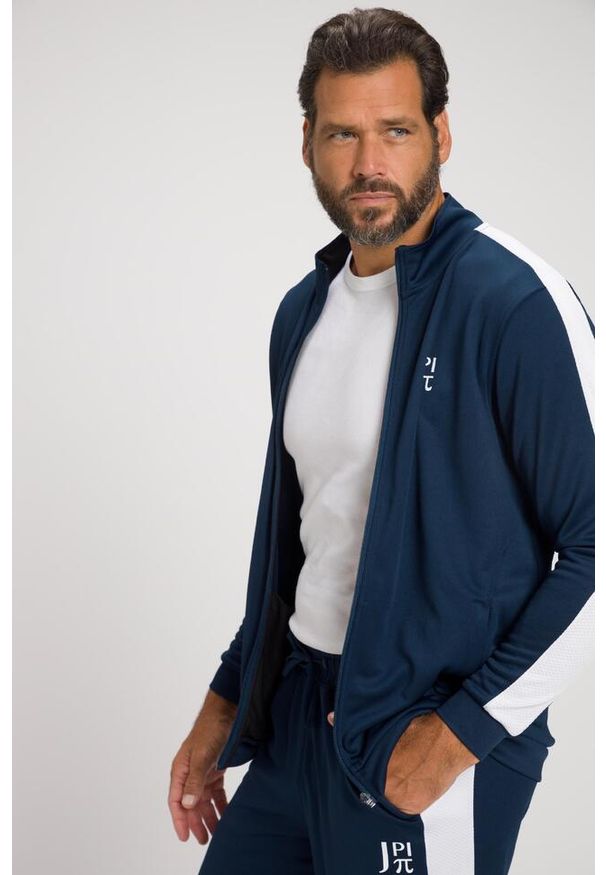 JAY-PI - Męska Bluza dresowa Odzież fitness stójka do 8XL. Typ kołnierza: kołnierzyk stójkowy. Kolekcja: plus size. Kolor: niebieski. Materiał: poliester, materiał. Sport: fitness