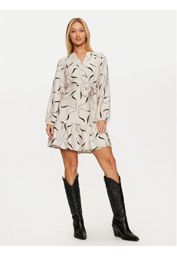 Vero Moda Sukienka codzienna Jessi 10317440 Beżowy Regular Fit. Okazja: na co dzień. Kolor: beżowy. Materiał: wiskoza. Typ sukienki: proste. Styl: casual