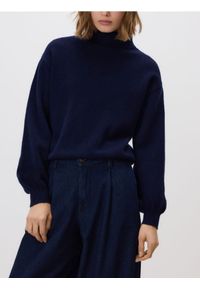 Reserved - Sweter z golfem - granatowy. Typ kołnierza: golf. Kolor: niebieski. Materiał: dzianina, wełna #1