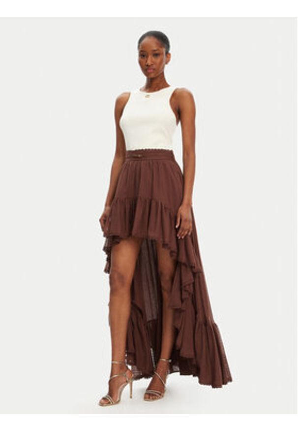 Guess Spódnica maxi 5GGD34 7317A Brązowy Regular Fit. Kolor: brązowy. Materiał: bawełna