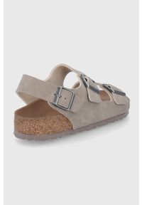 Birkenstock sandały Milano męskie kolor szary. Zapięcie: klamry. Kolor: szary. Materiał: materiał. Wzór: gładki. Obcas: na obcasie. Wysokość obcasa: niski #3