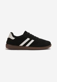 Born2be - Czarne Buty Sportowe Sneakersy z Paskami z Boku Nalovelle. Okazja: na co dzień. Zapięcie: pasek. Kolor: czarny. Materiał: jeans