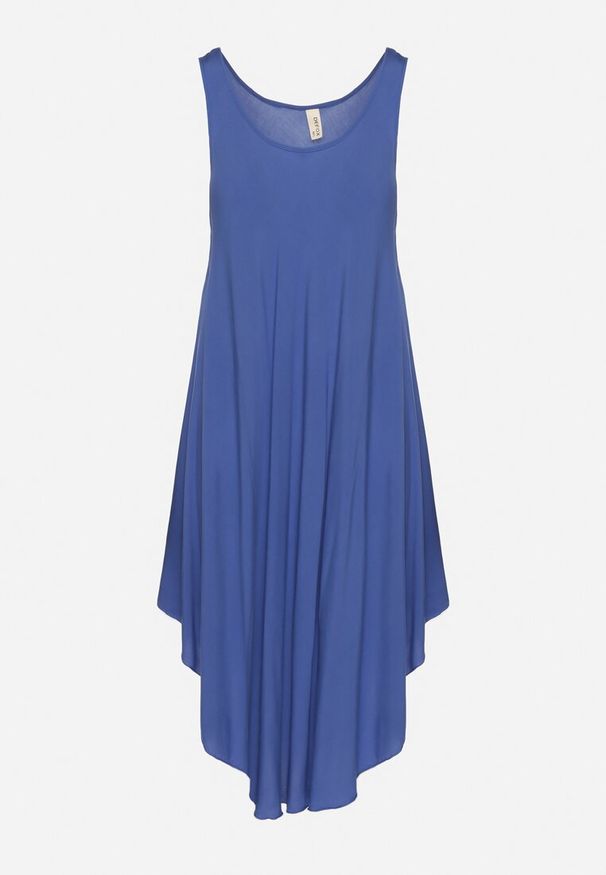 Born2be - Granatowa Rozkloszowana Sukienka z Bawełny Tesaxelle. Okazja: na co dzień, na spotkanie biznesowe. Kolor: niebieski. Materiał: bawełna. Typ sukienki: proste. Styl: casual, elegancki, biznesowy