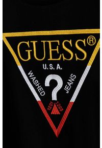 Guess t-shirt bawełniany dziecięcy kolor czarny z aplikacją. Kolor: czarny. Materiał: bawełna. Wzór: aplikacja. Styl: klasyczny #3