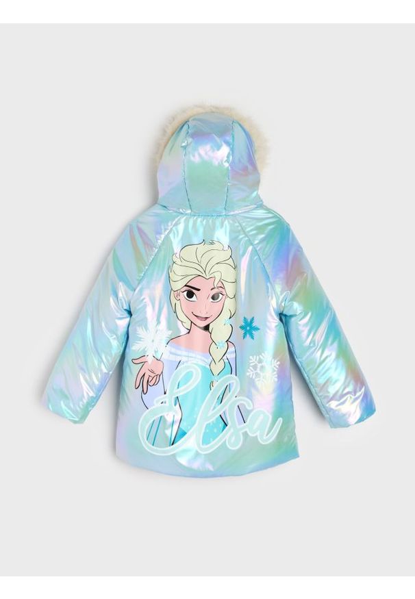 Sinsay - Kurtka z nadrukiem na plecach Frozen - błękitny. Kolor: niebieski. Wzór: nadruk