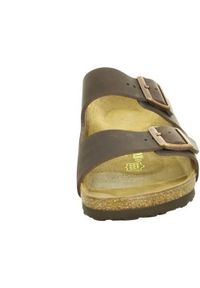 Klapki Birkenstock Arizona. Zapięcie: bez zapięcia. Kolor: brązowy. Materiał: skóra, materiał. Szerokość cholewki: normalna. Sport: turystyka piesza