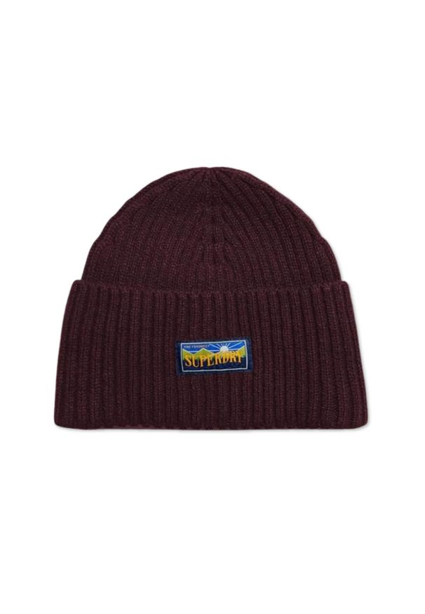 Czapka zimowa męska Superdry Vintager Radar 2.0 - Burgund. Kolor: czarny. Materiał: wełna, poliester. Sezon: zima