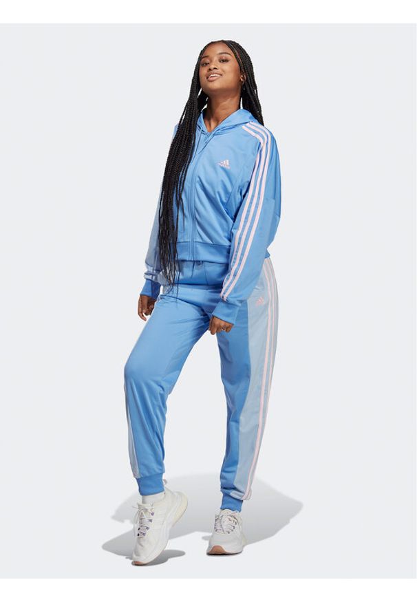 Adidas - adidas Dres Bold Block Tracksuit IC0399 Niebieski. Kolor: niebieski. Materiał: dresówka, syntetyk