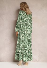 Renee - Zielona Sukienka Rozkloszowana Maxi z Falbanką Maruerilla. Kolor: zielony. Materiał: tkanina. Długość: maxi #5