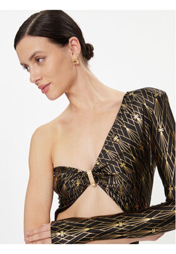 Elisabetta Franchi Kombinezon TU-022-37E2-V545 Czarny Slim Fit. Kolor: czarny. Materiał: syntetyk