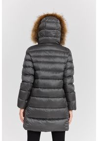 Hetrego - HETREGO Szara damska kurtka puchowa Leonie Quilted Woman Jacket With Detached Hood, Rozmiar 42 EU - 46 IT. Okazja: na co dzień. Kolor: szary. Materiał: puch. Długość rękawa: długi rękaw. Długość: długie. Styl: casual