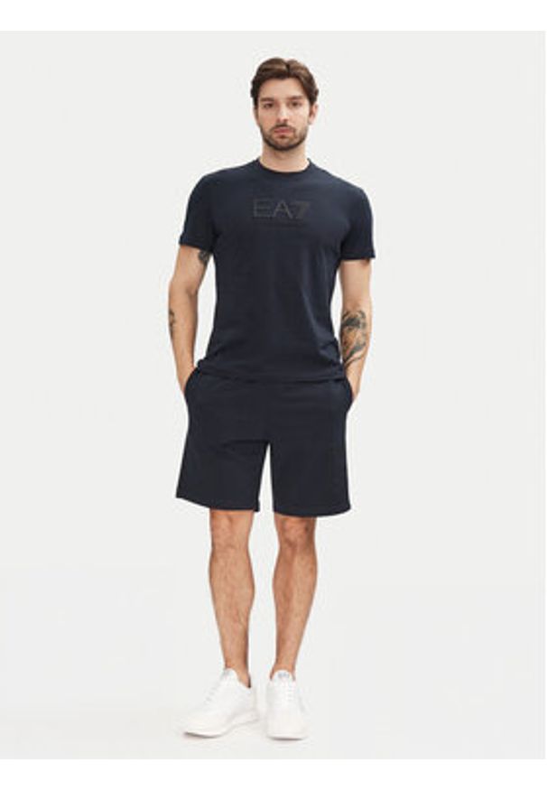 EA7 Emporio Armani T-Shirt 7M000224 AF10375 UB102 Granatowy Regular Fit. Kolor: niebieski. Materiał: bawełna