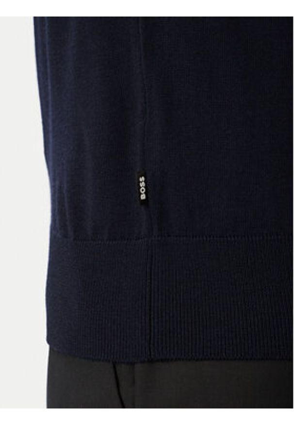 BOSS Sweter H-Leno 50565469 Granatowy Regular Fit. Kolor: niebieski. Materiał: wełna
