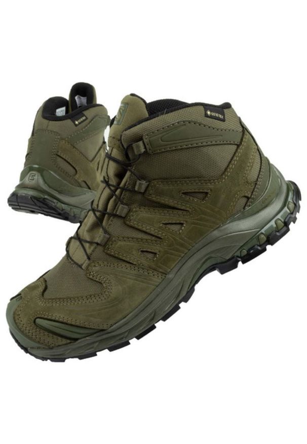 salomon - Buty trekkingowe Salomon Xa Forces M 409778 zielone. Zapięcie: sznurówki. Kolor: zielony. Materiał: materiał, skóra. Szerokość cholewki: normalna. Technologia: Gore-Tex. Sport: turystyka piesza