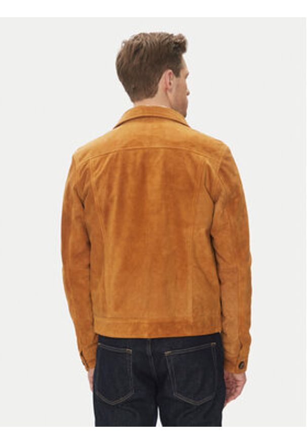Serge Pariente Kurtka skórzana Jeans Brązowy Regular Fit. Kolor: brązowy. Materiał: skóra