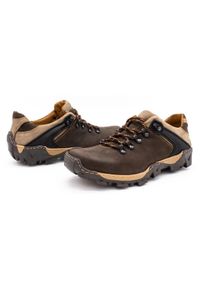KENT Męskie buty trekkingowe 116 ciemny brąz brązowe. Okazja: na co dzień. Zapięcie: pasek. Kolor: brązowy. Materiał: jeans, skóra. Wzór: paski. Sezon: lato, jesień, wiosna #7