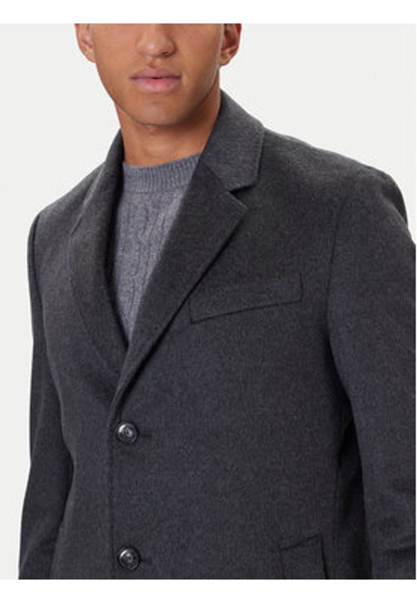 BOSS Płaszcz wełniany Hyde 50549187 Szary Slim Fit. Kolor: szary. Materiał: wełna