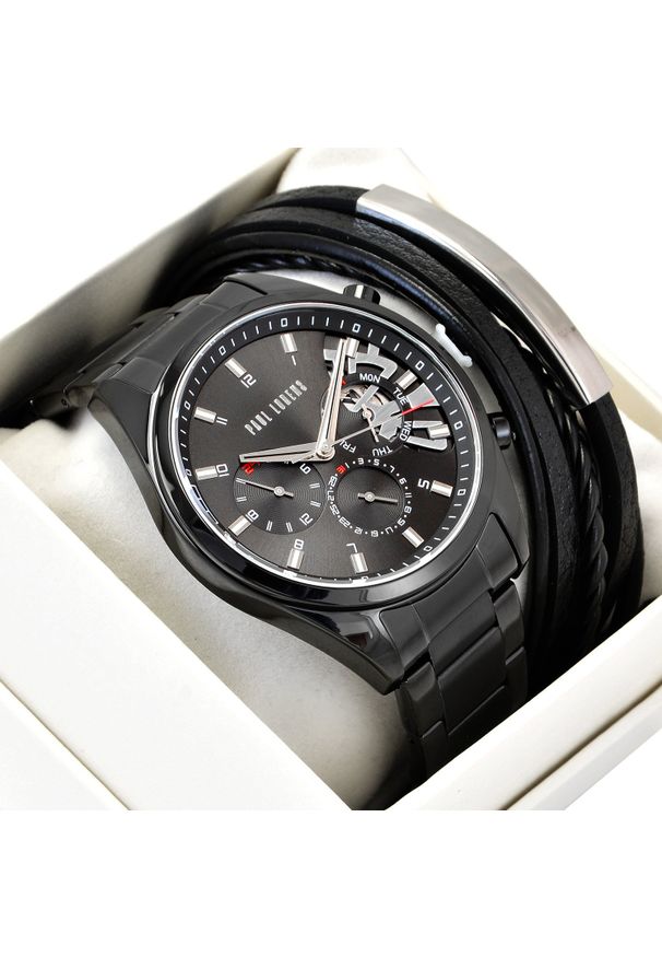 Zestaw męski zegarek Paul Lorens SALADO PL20003B-1A1 + bransoletka