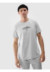 4f - 4F T-shirt z nadrukiem męski - szary M. Okazja: na co dzień. Kolor: szary. Materiał: bawełna, jersey, dzianina. Długość rękawa: krótki rękaw. Długość: krótkie. Wzór: nadruk. Styl: sportowy, casual