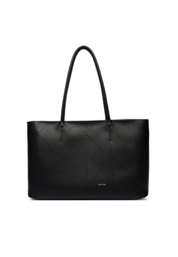Calvin Klein Torebka Emblem Aop Perfor Lthr Tote LV04F3359G Czarny. Kolor: czarny. Materiał: skórzane