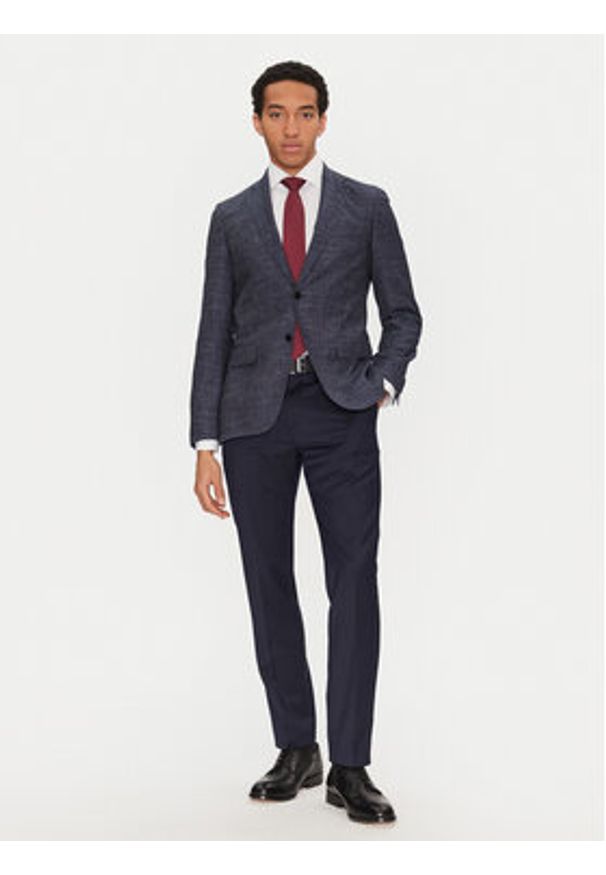 BOSS Marynarka H-Hutson-251 50539804 Granatowy Regular Fit. Kolor: niebieski. Materiał: wełna