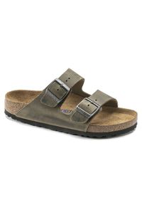 Birkenstock Klapki Arizona Sfb 1019377 Khaki. Kolor: brązowy. Materiał: skóra