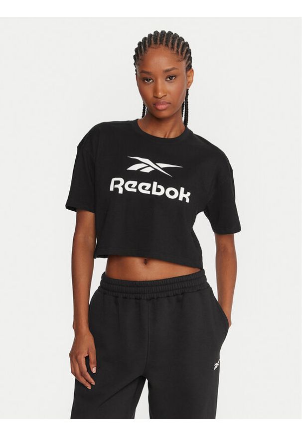 Reebok T-Shirt RK25319CCW Czarny Regular Fit. Kolor: czarny. Materiał: bawełna