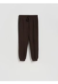 Reserved - Dresowe joggery - ciemnobrązowy. Kolor: brązowy. Materiał: dresówka