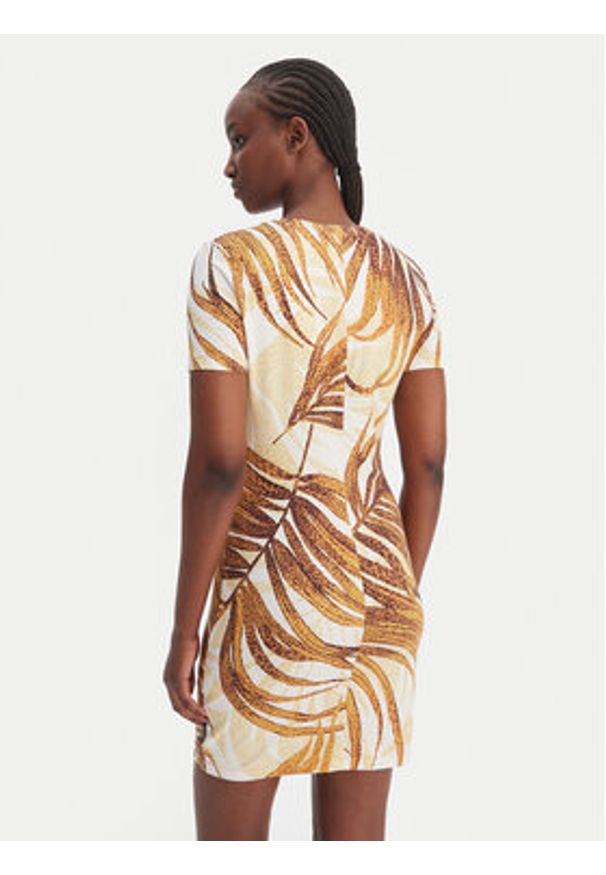 Just Cavalli Sukienka codzienna 80PAOE02 CJ112 Beżowy Slim Fit. Okazja: na co dzień. Kolor: beżowy. Materiał: bawełna. Typ sukienki: proste. Styl: casual