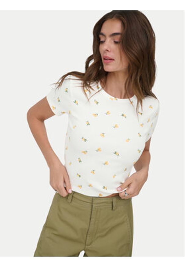 only - ONLY T-Shirt Fenja 15347986 Biały Slim Fit. Kolor: biały. Materiał: bawełna