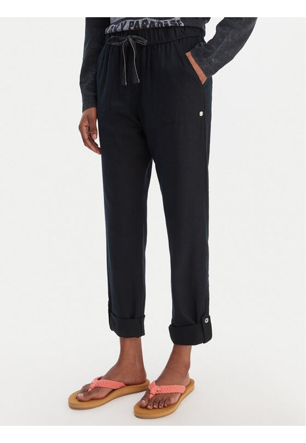 Roxy Spodnie materiałowe On The Seashore ERJNP03294 Czarny Regular Fit. Kolor: czarny. Materiał: wiskoza