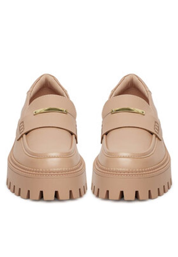 DeeZee Loafersy HY19001-2 Beżowy. Kolor: beżowy. Materiał: skóra