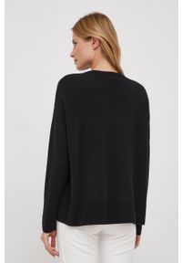 Sisley sweter wełniany damski kolor czarny lekki. Kolor: czarny. Materiał: wełna. Wzór: gładki. Styl: klasyczny #5