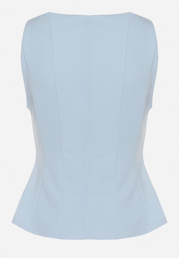 Born2be - Jasnoniebieska Bluzka z Wiskozą Bez Rękawów z Baskinką Linareia. Okazja: na co dzień. Kolor: niebieski. Materiał: wiskoza. Długość rękawa: bez rękawów. Styl: casual, elegancki