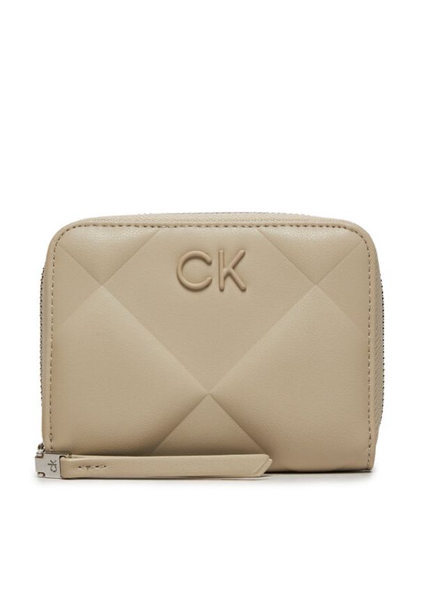 Calvin Klein Duży Portfel Damski Quilt K60K611783 Beżowy. Kolor: beżowy. Materiał: skóra