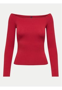 only - ONLY Bluzka Glamour 15339763 Czerwony Slim Fit. Kolor: czerwony. Materiał: syntetyk. Styl: glamour #4