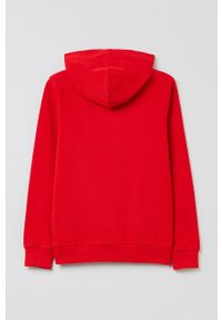 OVS bluza bawełniana dziecięca kolor czerwony z kapturem gładka. Okazja: na co dzień. Typ kołnierza: kaptur. Kolor: czerwony. Materiał: bawełna. Wzór: gładki. Styl: casual