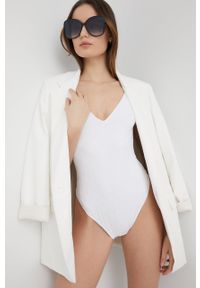 Elisabetta Franchi strój kąpielowy kolor biały miękka miseczka. Kolor: biały. Materiał: materiał #3