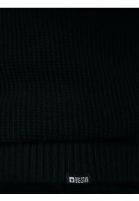 Big-Star - Sweter męski ze stójką czarny Neroni 906. Okazja: na co dzień. Typ kołnierza: kołnierzyk stójkowy. Kolor: czarny. Materiał: dzianina, materiał. Wzór: aplikacja, ze splotem. Styl: casual, elegancki #6