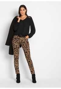 bonprix - Spodnie ze stretchem i nadrukiem. Kolor: czarny. Wzór: nadruk #3