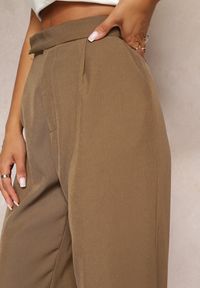 Renee - Brązowe Szerokie Spodnie z Zapięciem na Haczyk Brutris. Kolor: brązowy. Styl: elegancki #3