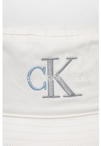 Calvin Klein Jeans Kapelusz bawełniany. Kolor: biały. Materiał: bawełna