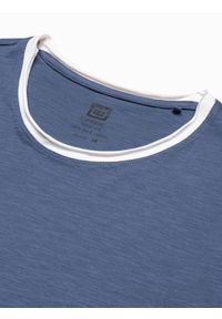 Ombre Clothing - T-shirt męski bawełniany - niebieski V3 S1385 - XXL. Kolor: niebieski. Materiał: bawełna. Styl: klasyczny