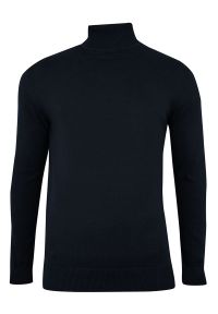 Golf Ciemny Granatowy Elegancki, Klasyczny, Męski -Brave Soul- 100% BAWEŁNA. Typ kołnierza: golf. Kolor: niebieski. Materiał: bawełna. Sezon: zima, jesień. Styl: elegancki, klasyczny #1