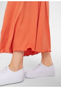 Długa spódnica z dżerseju bonprix pomarańczowy miedziany. Kolor: czerwony. Materiał: jersey. Długość: długie